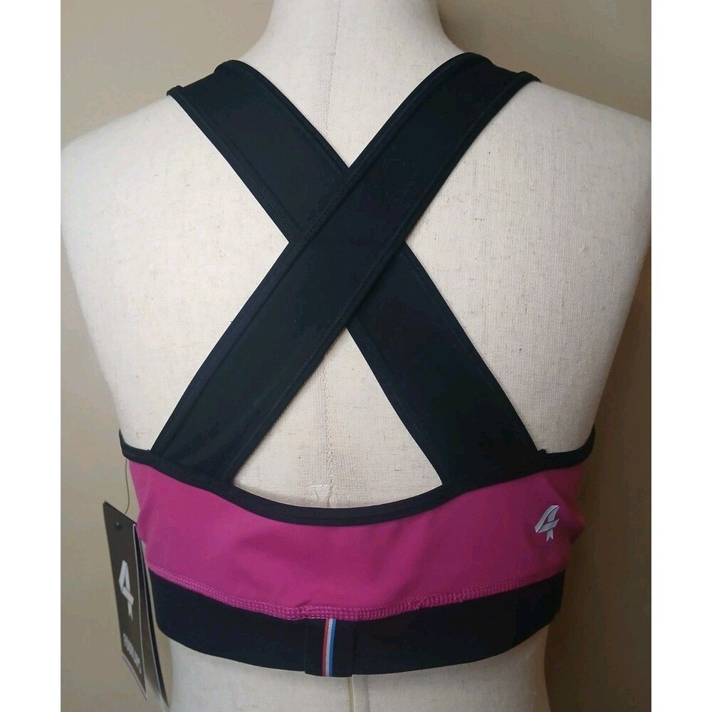 4 FOURLAPS Womens Sports Bra Sz L Lot Of 3 Fuchsia Coral Aqua NWT $184 - Picture 3 of 16